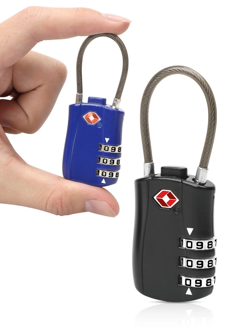 URbazaar - TSA Accepted Luggage Combination Locks, 2 Pack Combination Padlock Codes with Alloy Body for Travel Bag, Suit Case, Lockers, Gym, Bike Locks(Black and Blue) - Image 1