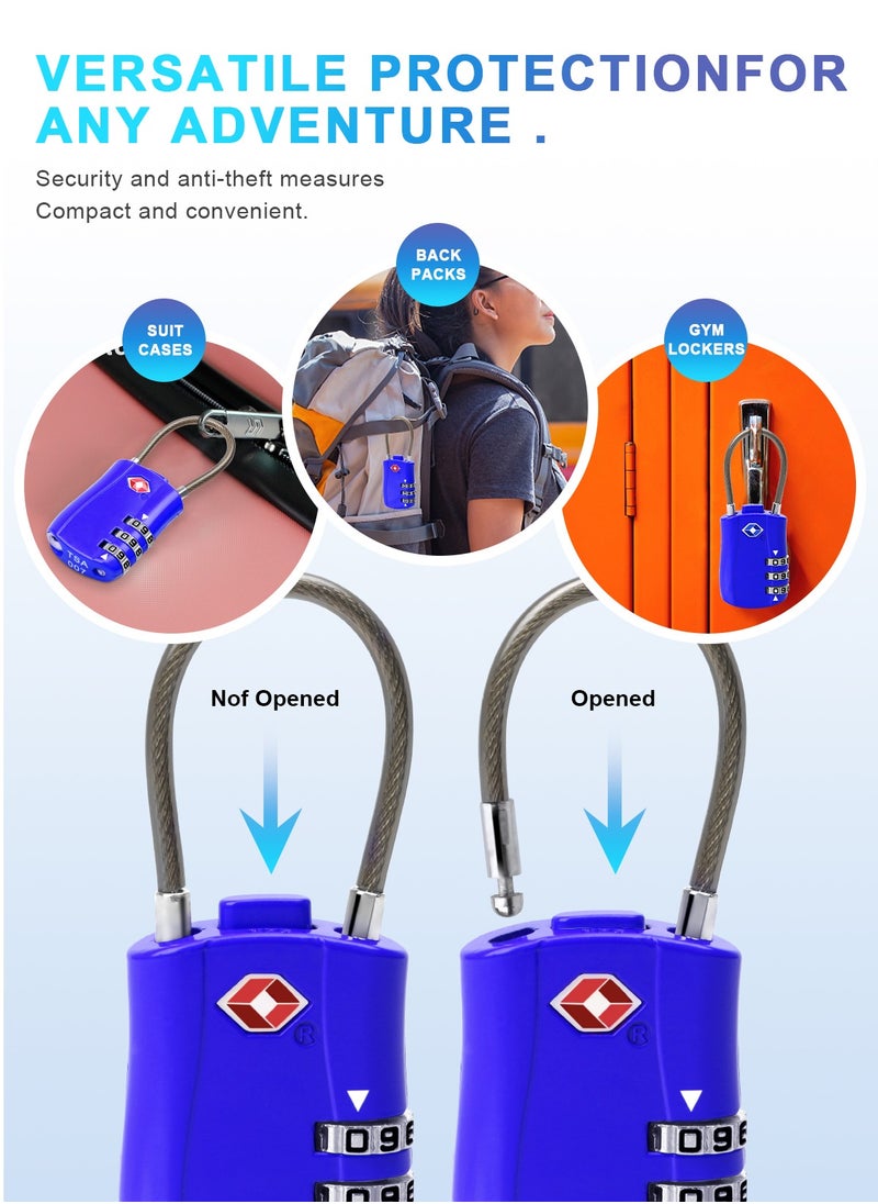 URbazaar - TSA Accepted Luggage Combination Locks, 2 Pack Combination Padlock Codes with Alloy Body for Travel Bag, Suit Case, Lockers, Gym, Bike Locks(Black and Blue) - Image 1