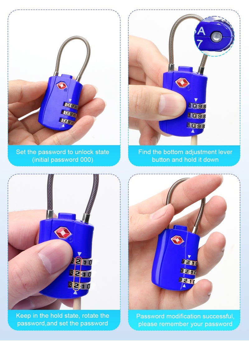 URbazaar - TSA Accepted Luggage Combination Locks, 2 Pack Combination Padlock Codes with Alloy Body for Travel Bag, Suit Case, Lockers, Gym, Bike Locks(Black and Blue) - Image 1