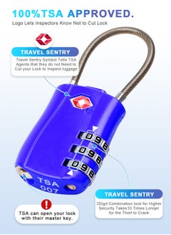 URbazaar TSA Accepted Luggage Combination Locks, 2 Pack Combination Padlock Codes with Alloy Body for Travel Bag, Suit Case, Lockers, Gym, Bike Locks(Black and Blue)  - Image 2