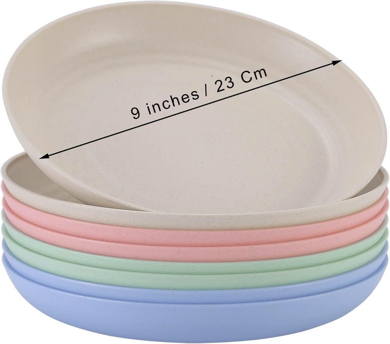 Clovis 9 inch Deep Dinner Plates - Set of 12, Wheat Straw Plates, Unbreakable Dinner Plates Set,Microwave and Dishwasher Safe for Kitchen,Versatile Snack Plates for Breakfast,Desserts(Random Color) - Image 2