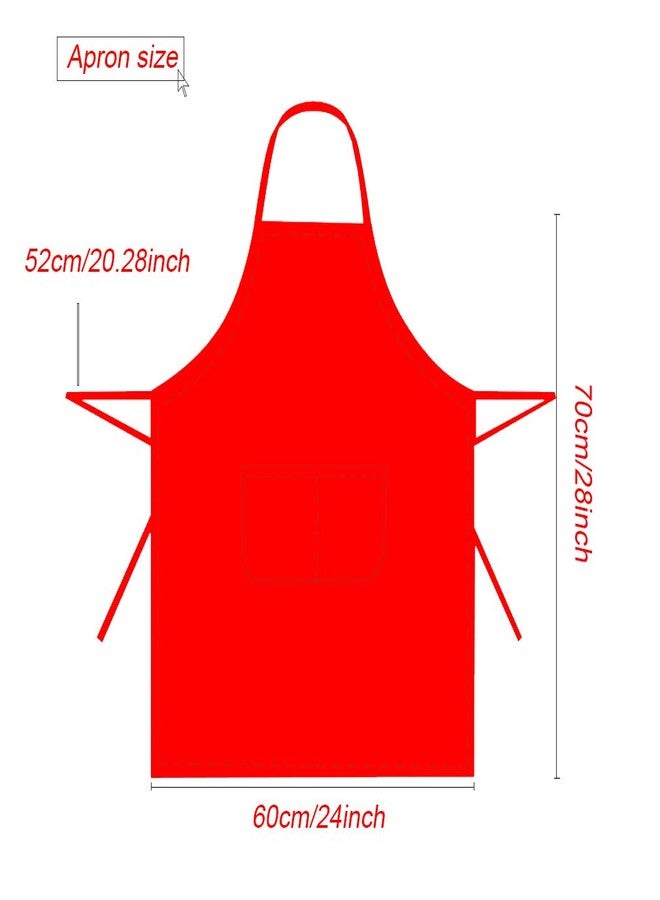 multifuns 12 Pack Red Aprons for Women Men with 2 Pockets-Artist Baking Cooking Kitchen Aprons Bulk(24x28 inch, Red) - Image 2