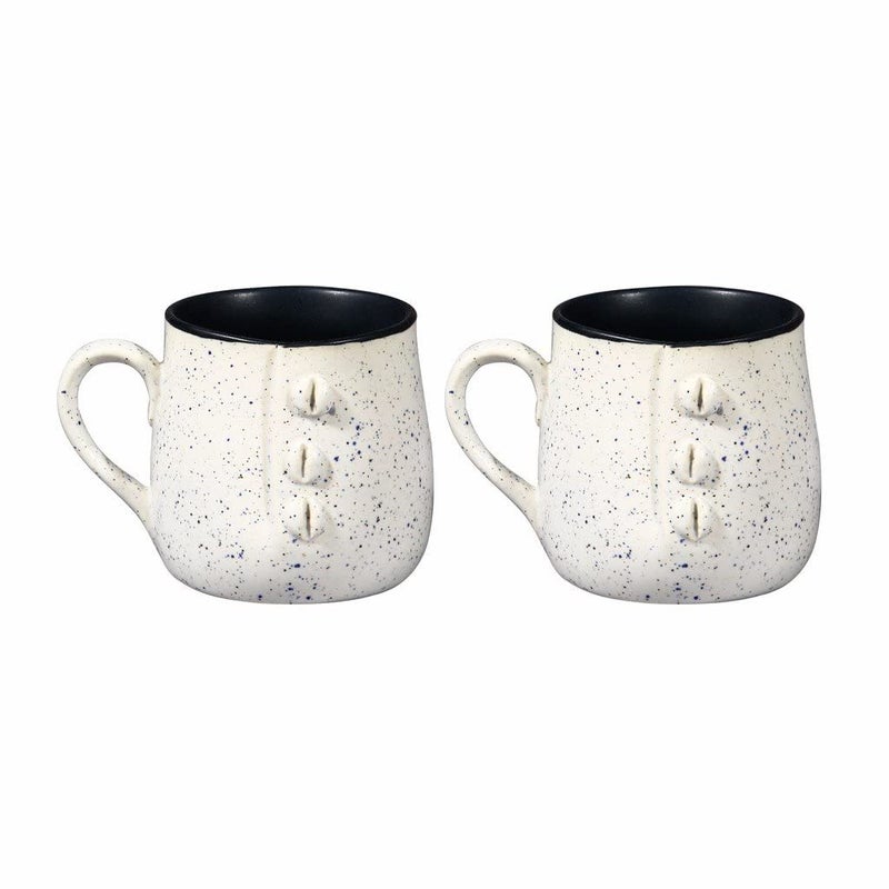 Caffeine Ceramic Handmade Matte White & Glossy Black(Set of 2 pcs) - Image 1