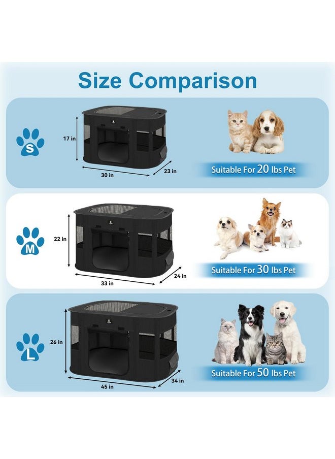 إكس-زون بيت - حظيرة لعب الكلاب X-ZONE PET، حظيرة لعب محمولة للحيوانات الأليفة للقطط، خيمة لعب قابلة للطي، رائعة للاستخدام الداخلي والخارجي والتخييم، تأتي مع حقيبة حمل مجانية باللون الوردي والأسود M - Image 1