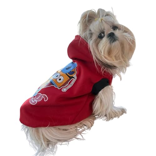 Lulala Dog Hoodie Sweatshirt | Soft Cotton Winter Dog Clothes with Cartoon Print | Warm Hooded Pet Wear for Small, Medium & Large Dogs (Red) - Image 1