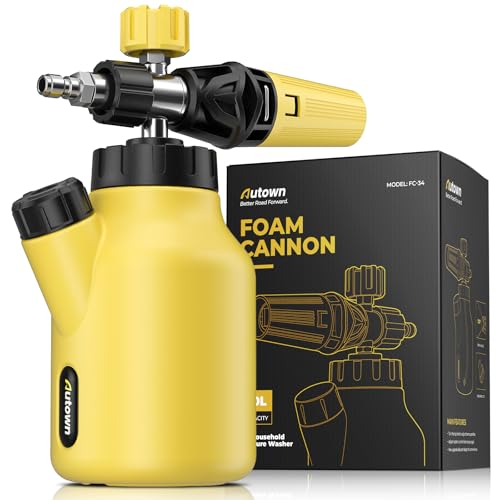 AUTOWN Foam Cannon for Pressure Washer Car Wash Foam Sprayer with 14 Quick Connector Heavy Duty Car Wash Foam Gun Adjustable Nozzle Wide Neck 1 L Bottle - Image 1