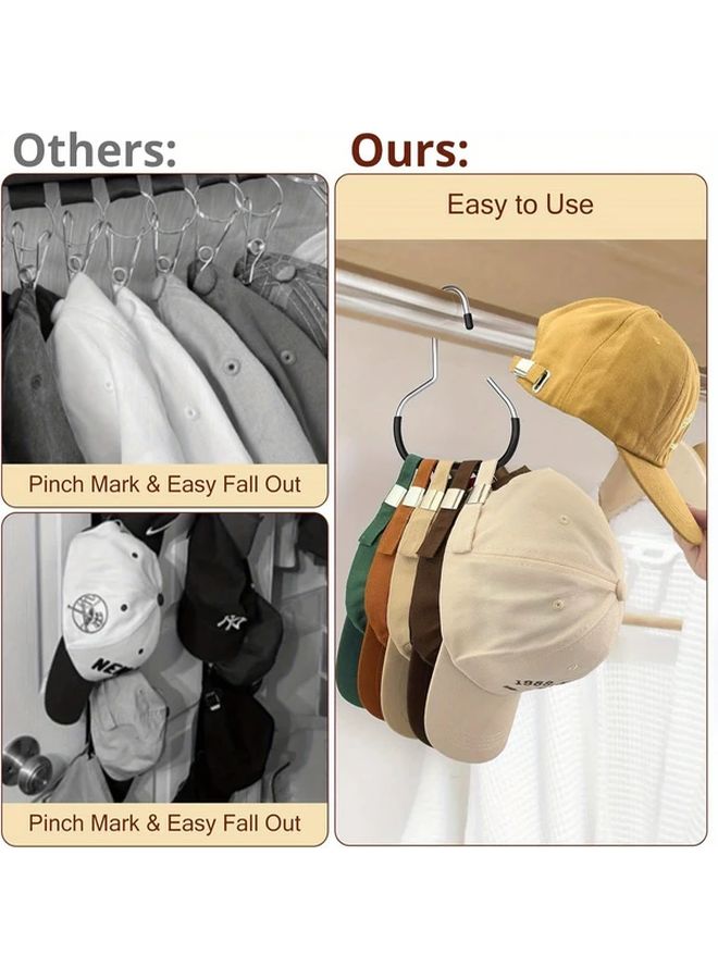 White 5 Pcs Stainless Steel Hat Hanger Non Slip Round Ring Closet Organizer For Hats Scarves - Image 3