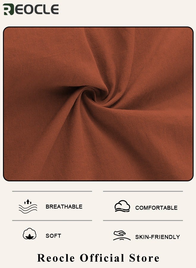 ريوكل فستان ماكسي نسائي من القطن والكتان بأكمام طويلة وفستان طويل كاجوال مع جيوب وفستان بسيط فضفاض برقبة دائرية - Image 4