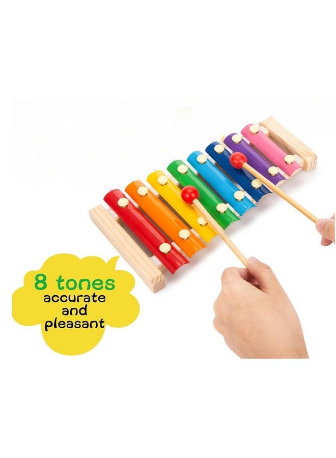 سمونيو آلة موسيقية إيقاعية خشبية للأطفال من سمونيو، إكسيليفون، 8 نوتات موسيقية، مع 2 عصا طبل، مطارق آمنة للأطفال، لعبة موسيقية تعليمية للأطفال الصغار - Image 3