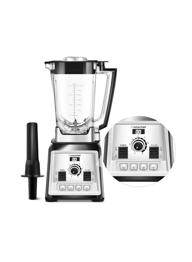 amzchef Blender Smoothie Maker - Commercial Blender with 2L Container - 25000RPM High Speed blender with 8 Speeds Control for kitchen - 4 Presets for Ice/Juice/Smoothie/Nuts - Image 1
