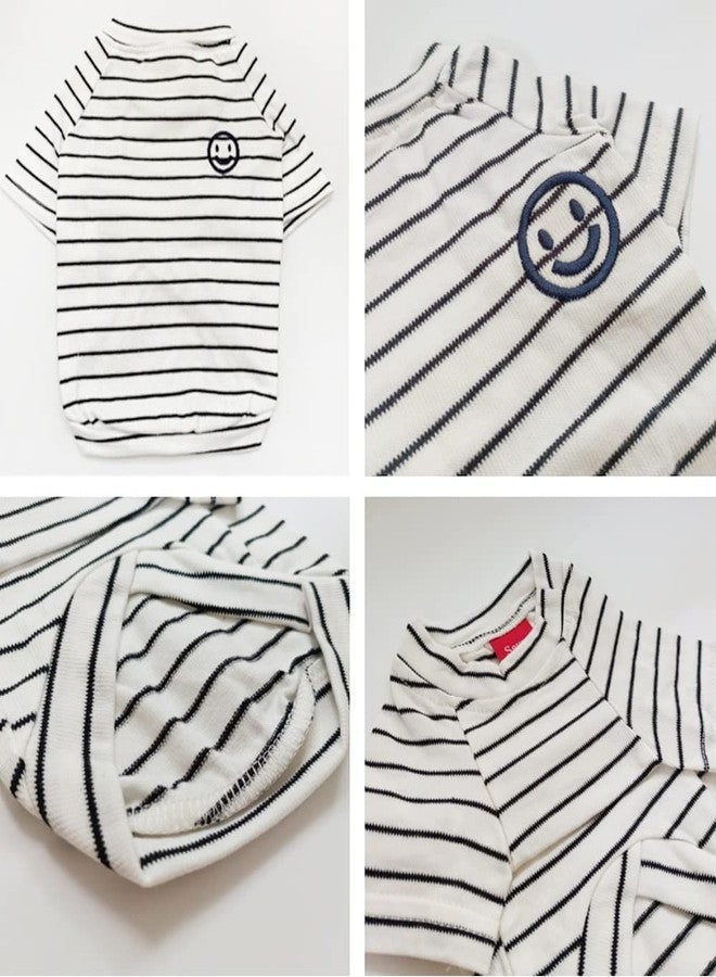 Wiz BBQT White Striped Matching Dog and Owner Clothes, Cotton Pet and Owner Coordinating Outfit with Embroidered Smiley Face Separately Sold,Family Matching Pajamas for Dogs Puppies (Pet XL) - Image 5