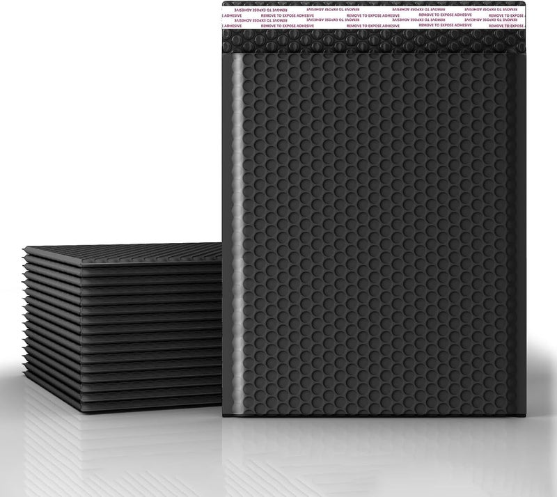 40 مظروف فقاعي مقاس 8.5 × 12 بوصة، أكياس شحن مقاومة للماء ذاتية الإغلاق، أظرف مبطنة للشحن والبريد - أسود - Image 1