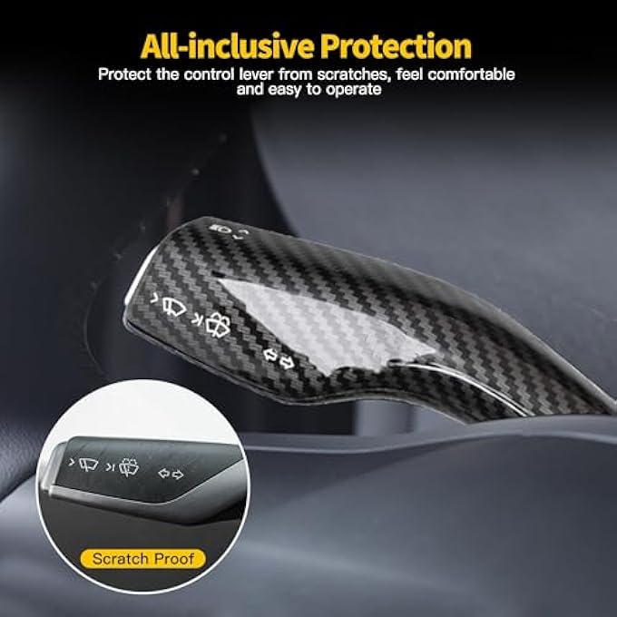 ريحني أغطية ذراع ناقل الحركة في سيارات Azonee لنموذج Tesla Model 3 Model Y بنمط ألياف الكربون، أغطية ذراع التوجيه، حماية بلاستيكي لعمود ناقل الحركة، مقبض ناقل حركة ABS، ديكور داخلي أنيق 20182024 - Image 5