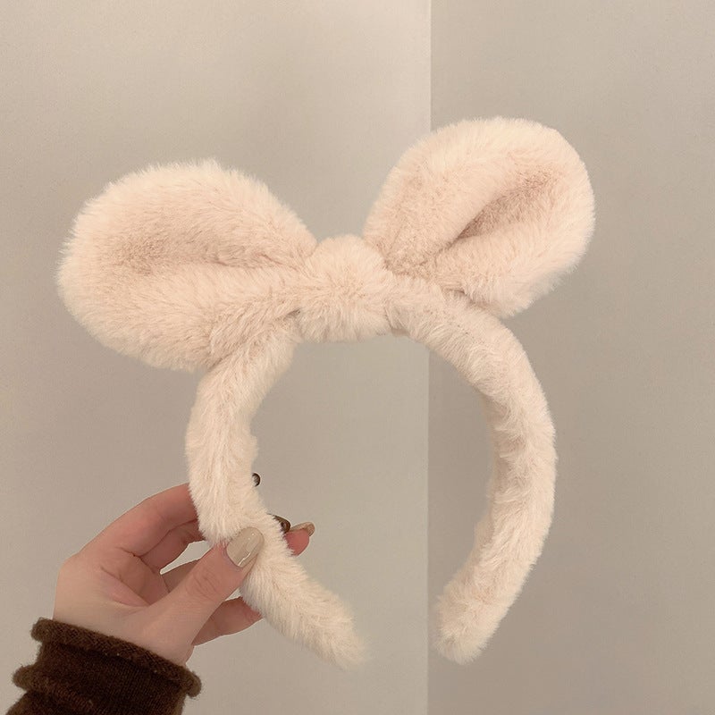 Autumn and Winter plush rabbit ears headband 2022 Internet celebrity New hairpin womens face wash hairpin hair band headband White rabbit ears