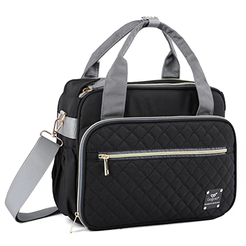 GOGOSO Crossbody Small Diaper Bag Cute Mini Baby Diaper Tote Bags with Insulated Pockets for Traveling Outdoor Parent Black - Image 1