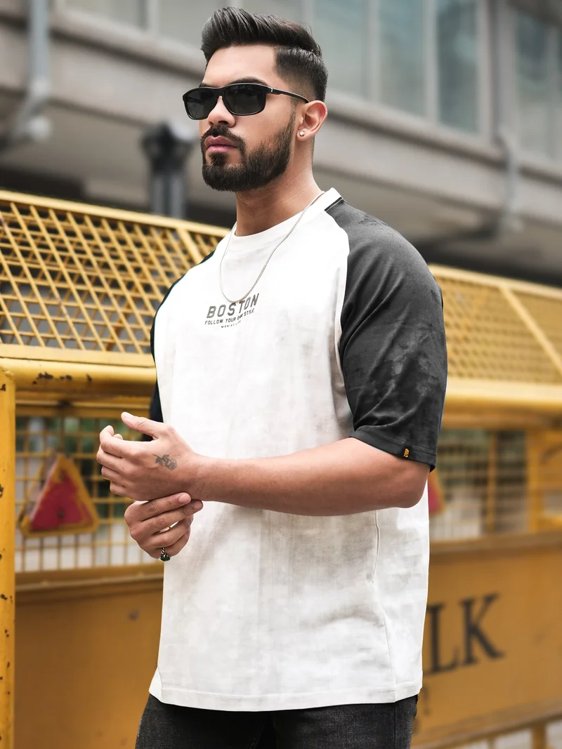 Maniac  Maniac Mens printed round neck 3/4th sleeve black cotton t-shirt for Men | Best Price UAE