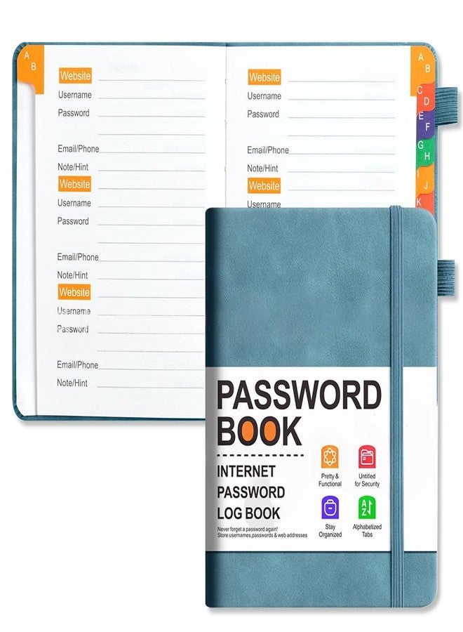 Climberty® Password Notebook with Color-Coded Index Tabs B5 PU Leather Secure Memo Pad and Address Book Confidential Password Keeper Elastic Band Internet Account Organizer for Office and Travel - Image 1