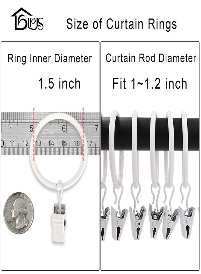 LLPJS 40 Pack Metal Curtain Rings with Clips, Drapery Clips with Rings, Curtain Rod Clips Hooks, Decorative Windows Hanging Curtain Hangers, 1.5 Inch Interior Diameter, White - Image 3