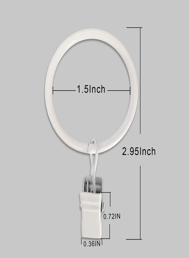 LLPJS 40 Pack Metal Curtain Rings with Clips, Drapery Clips with Rings, Curtain Rod Clips Hooks, Decorative Windows Hanging Curtain Hangers, 1.5 Inch Interior Diameter, White - Image 2