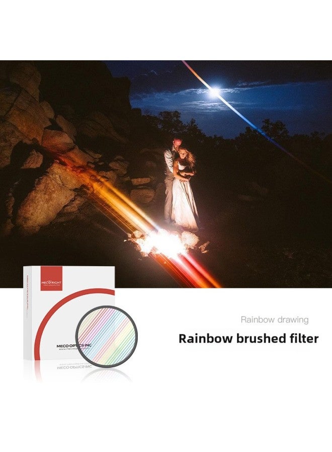 MECO Film Brushed Filter White Blue Orange Rainbow Glare Spot Creative Special Effects Starlight Night 77/82mm-Color:52mm-special Effect Filter-rainbow Brushed  - Image 1