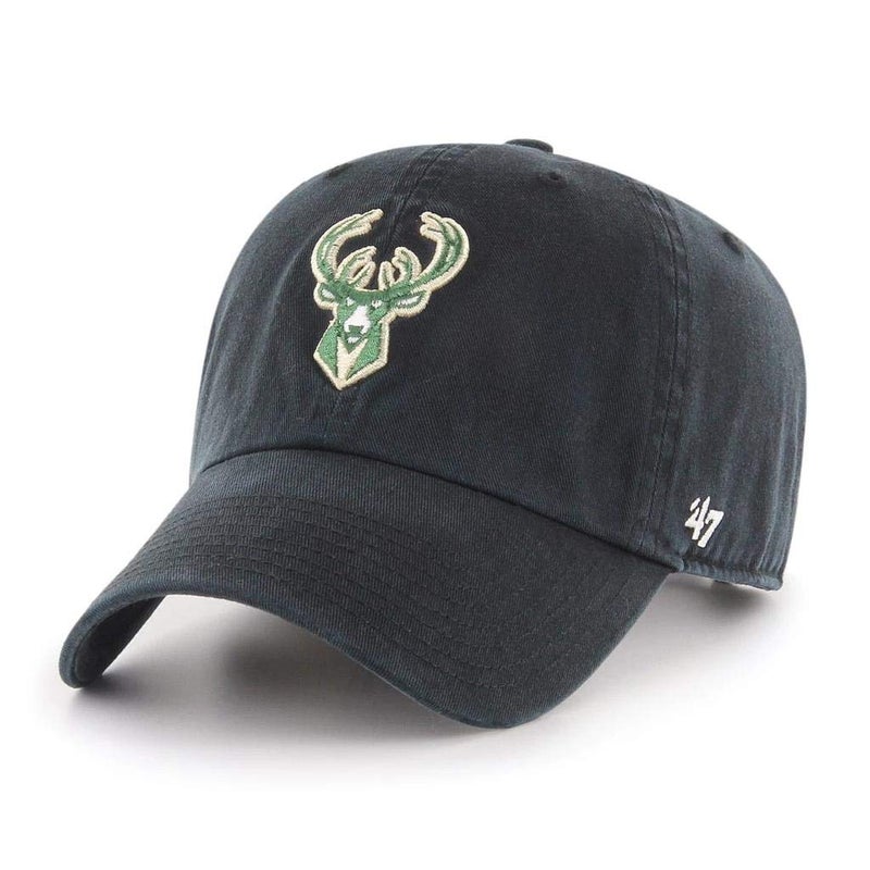 47 '47 Brand Nba Milwaukee Bucks Clean Up Adjustable Strap Black/Green Hat - Image 1