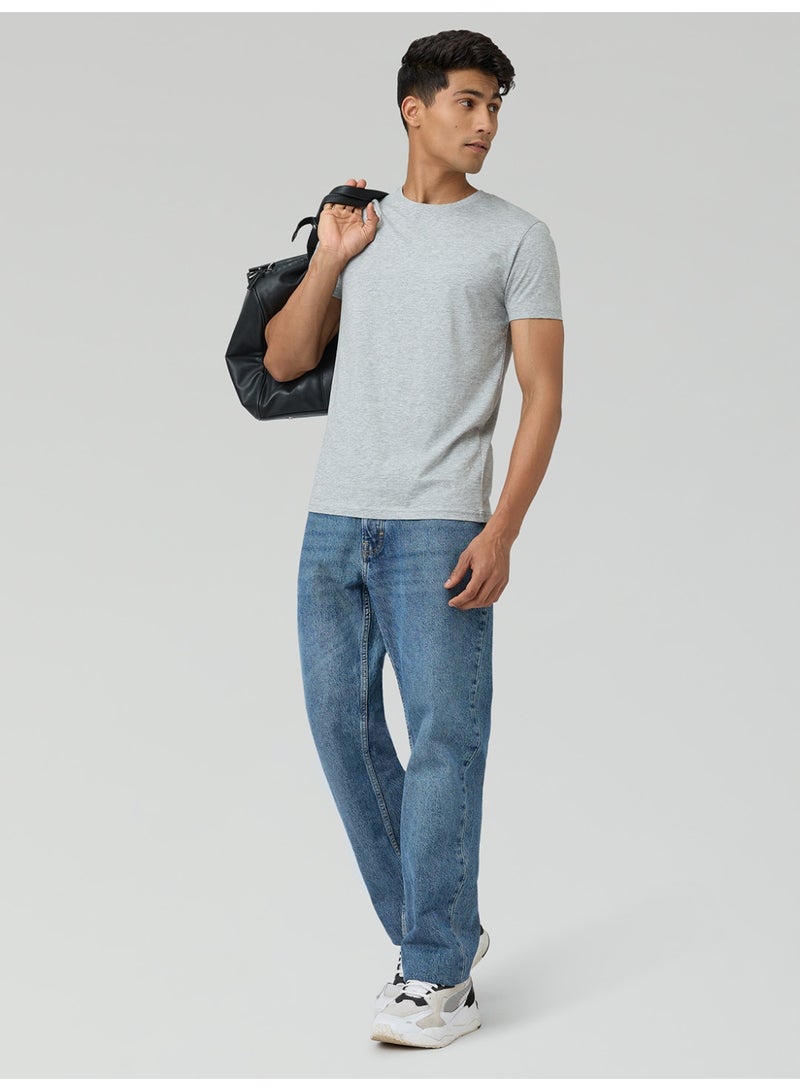 XYXX Men's Cotton Solid Regular Fit Round Neck T Shirt Heather Grey - Image 4