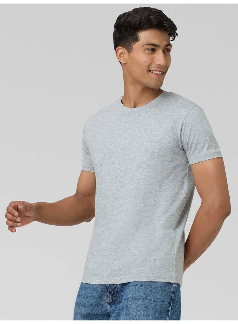 XYXX Men's Cotton Solid Regular Fit Round Neck T Shirt Heather Grey - Image 5