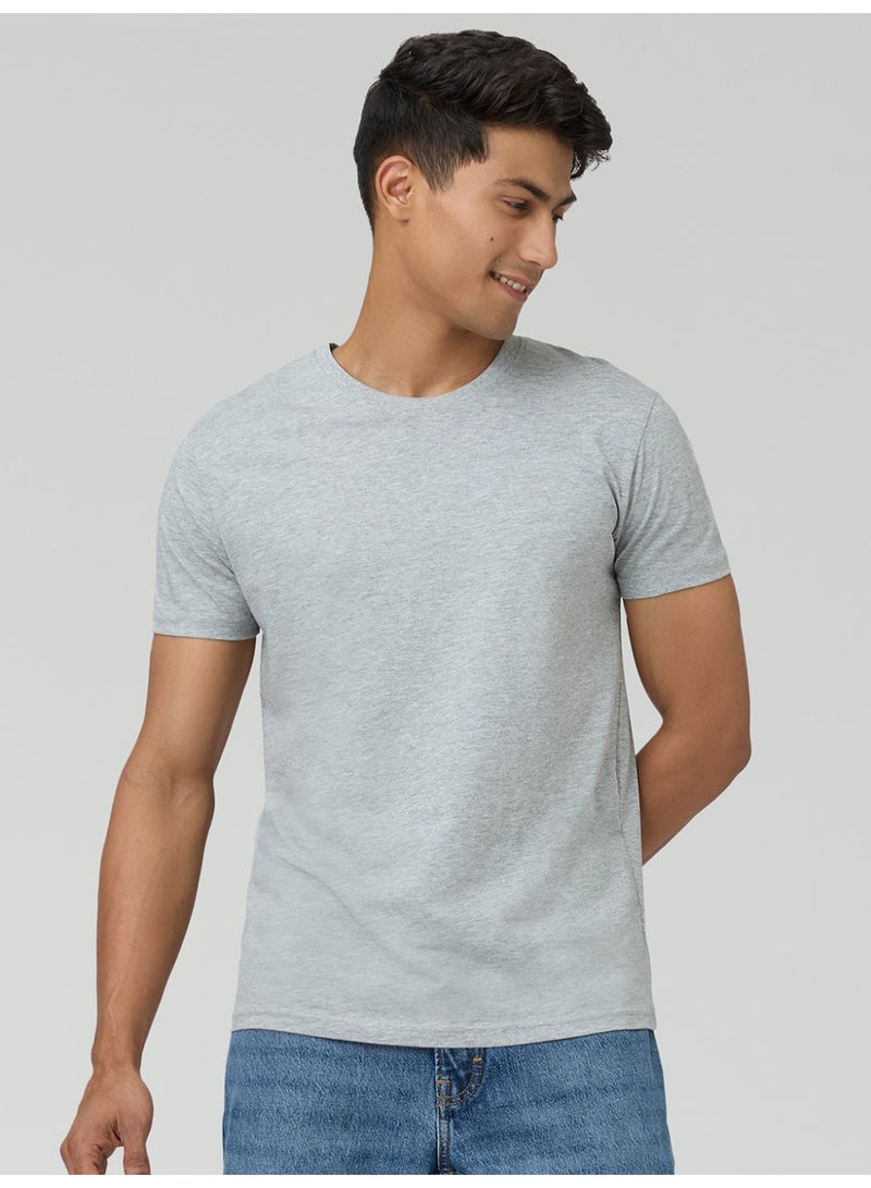 XYXX Men's Cotton Solid Regular Fit Round Neck T Shirt Heather Grey - Image 1