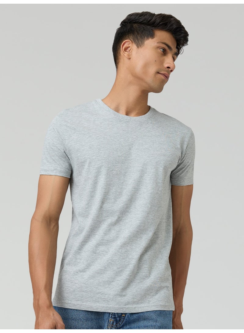 XYXX Men's Cotton Solid Regular Fit Round Neck T Shirt Heather Grey - Image 3