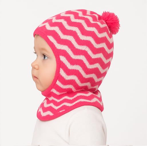 MIKONIKO Woolen Monkey Beanie Cap for Babies – Soft & Warm Winter Cap for Baby Boys & Girls Pink (6-12 Months) - Image 4