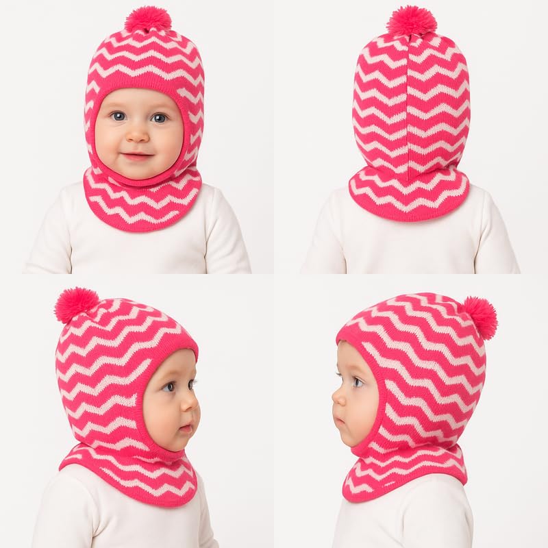 MIKONIKO Woolen Monkey Beanie Cap for Babies – Soft & Warm Winter Cap for Baby Boys & Girls Pink (6-12 Months) - Image 5