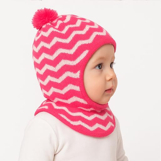MIKONIKO Woolen Monkey Beanie Cap for Babies – Soft & Warm Winter Cap for Baby Boys & Girls Pink (6-12 Months) - Image 3