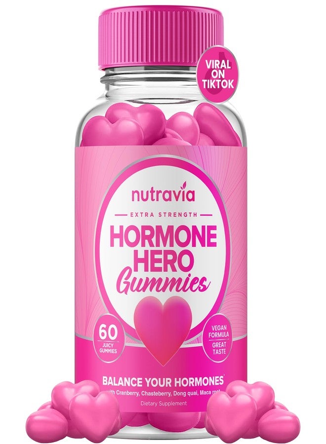 Nutravia علكات هرمونية للنساء + مكمل غذائي لتخفيف أعراض ما قبل الحيض - يدعم تقلبات المزاج، ويمنح البشرة صفاءً، ويقلل من التقلصات والانتفاخ - علكات هرمونية لتخفيف أعراض ما قبل الحيض وفيتامينات متلازمة تكيس المبايض مع التوت البري، دونغ كواي (60 علكة) - Image 1