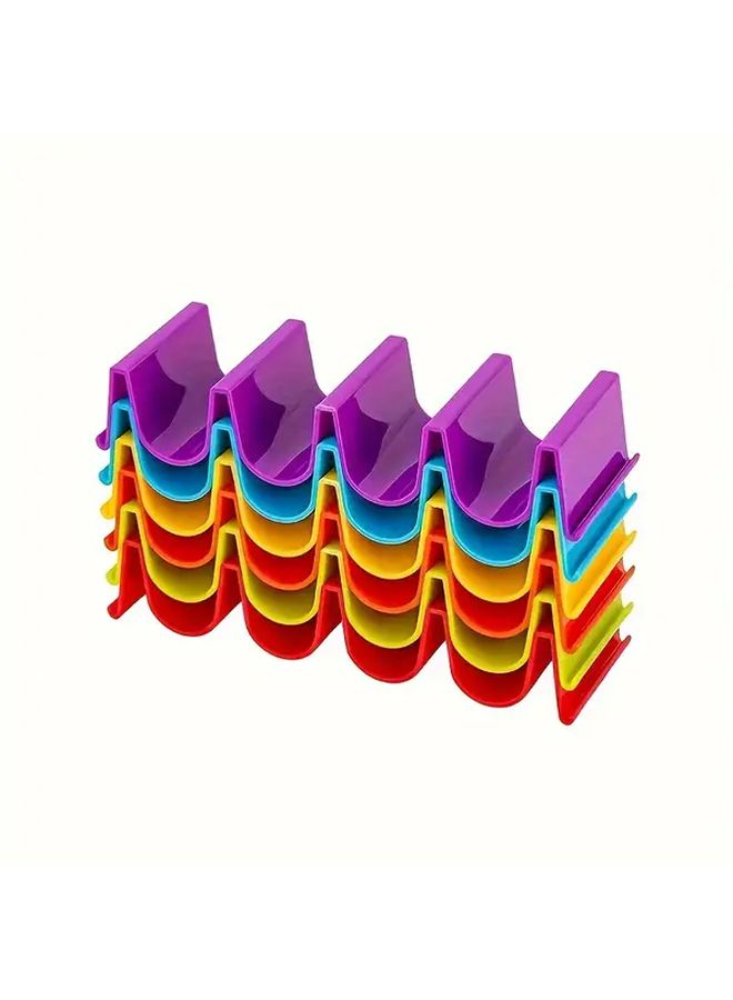 حامل التاكو الأصفر، مجموعة من 6 قطع، كل منها يحمل 4 قطع تاكو، تصميم مموج، آمن في غسالة الصحون، موفر للمساحة، للحفلات والاستخدام المنزلي - Image 4