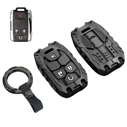 Heavy Key Fob Cover Case Protector for GMC Keychain Accessories for GMC Chevy Colorado Silverado Suburban Tahoe Silverado TypeA 4 Buttons