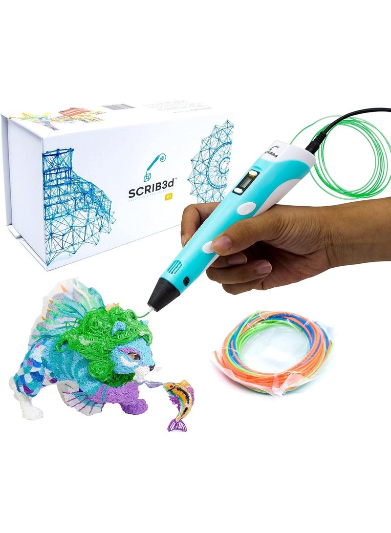 VICHYIE قلم الطباعة SCRIB3D مع شاشة عرض - يتضمن قلم طباعة ثلاثية الأبعاد، و3 ألوان أساسية من خيوط PLA، وكتاب استنسل، ودليل مشروع متعدد الألوان - Image 1
