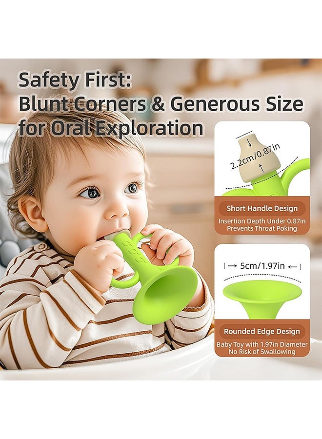 Photon 2 Pcs Baby Teething Toys, Silicone Trumpet Teething Toy Relief Soothing Sore Gums, Easy Grip Toys 0-6 6-12 Months with BPA-Free - Image 3