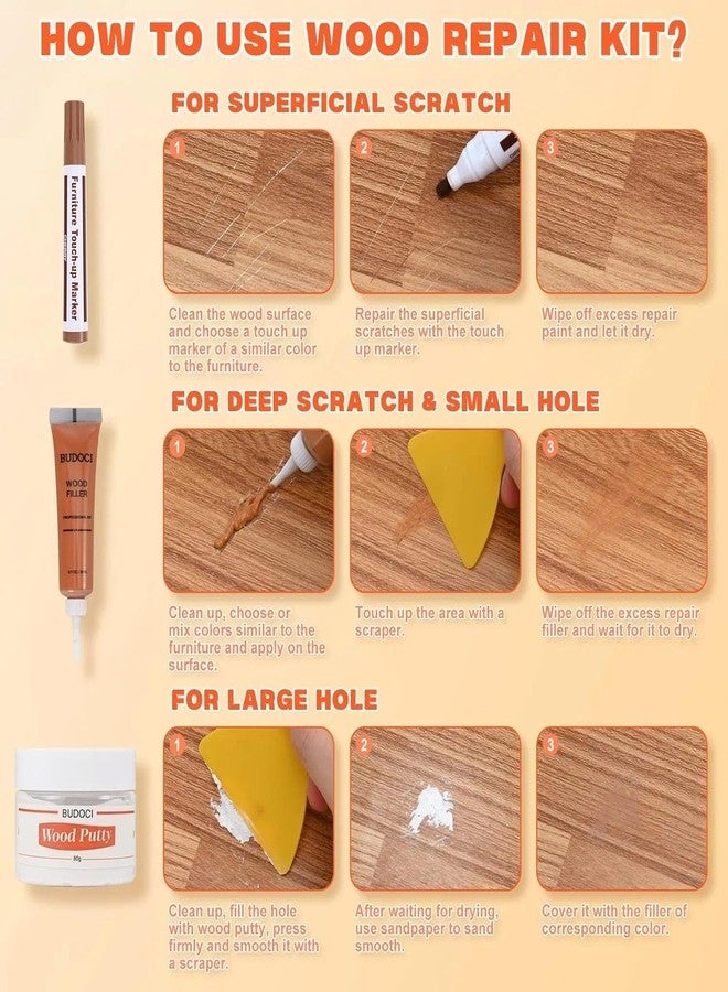 Kenbry Dark Wood Furniture Repair Kit, 4-Color Wood Scratch Repair Filler for Tables, Floors, Cabinets – Repairs Cracks, Chips, Discoloration with Long-Lasting Results - Image 4