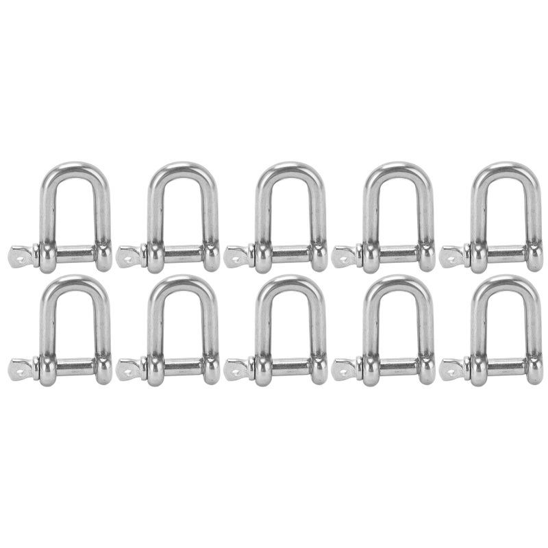 10Pcs M5 Straight D Shackle Stainless Steel D Type Rigging Chain Shackle Hook Sling Screw - Image 1