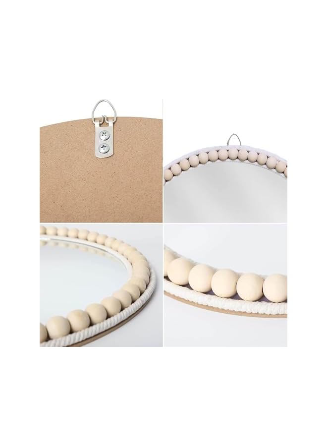 The Bros مرآة دائرية معلقة على الحائط، مرآة خشبية دائرية، ديكور حائط للحمام وغرفة المعيشة وغرفة النوم، مرآة زينة معلقة لأثاث المزرعة وحضانة (الأسلوب أ) - Image 2