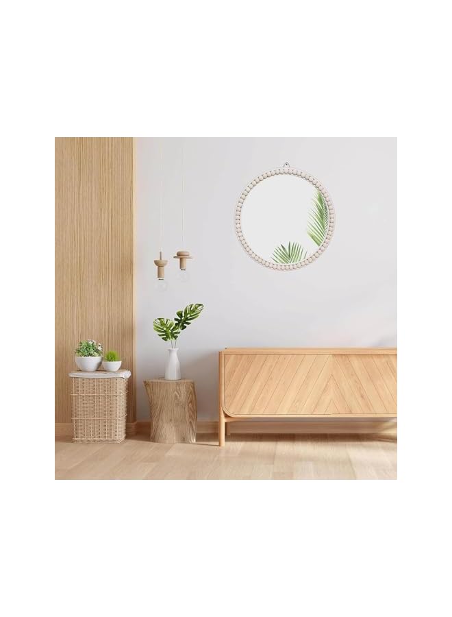 The Bros مرآة دائرية معلقة على الحائط، مرآة خشبية دائرية، ديكور حائط للحمام وغرفة المعيشة وغرفة النوم، مرآة زينة معلقة لأثاث المزرعة وحضانة (الأسلوب أ) - Image 5