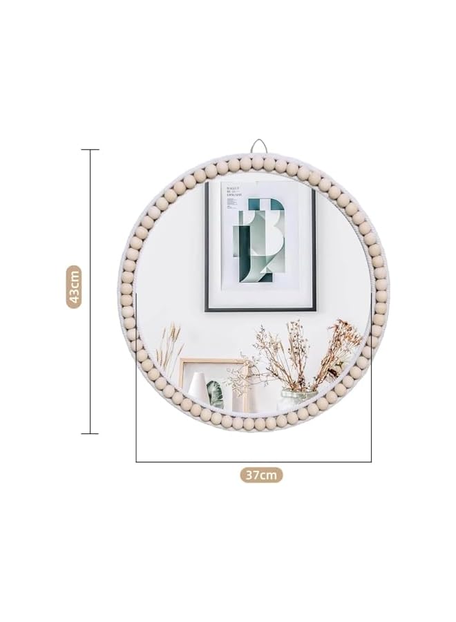 The Bros مرآة دائرية معلقة على الحائط، مرآة خشبية دائرية، ديكور حائط للحمام وغرفة المعيشة وغرفة النوم، مرآة زينة معلقة لأثاث المزرعة وحضانة (الأسلوب أ) - Image 3