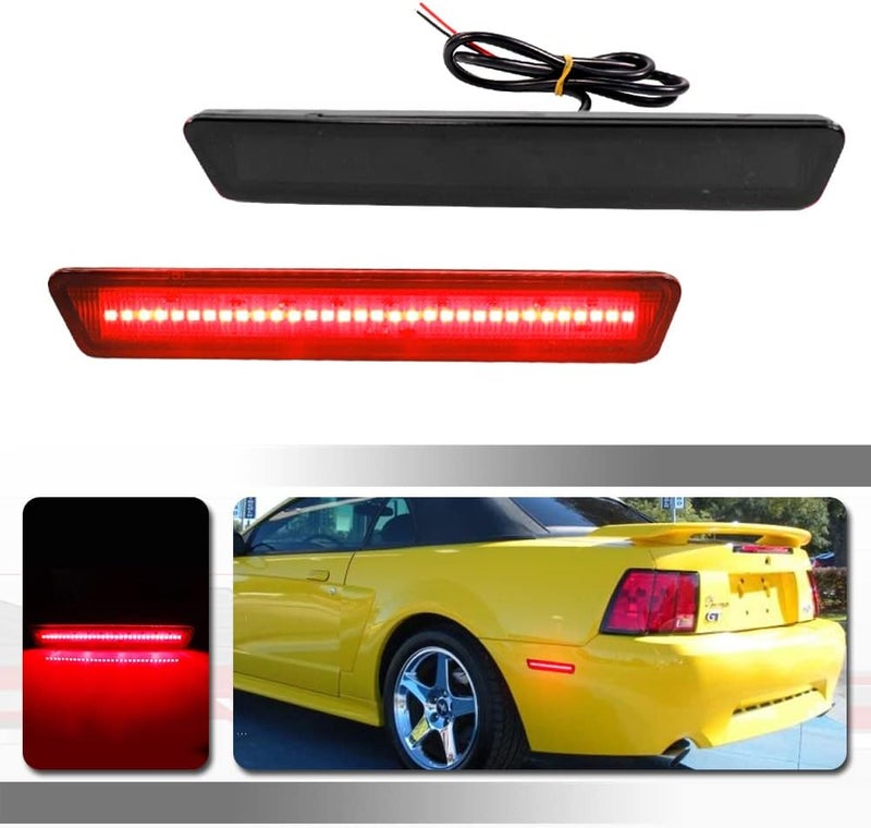 Tonsya Smoked Lens Red LED Rear Side Marker Lights for 1999-2004 Mustang - Image 1