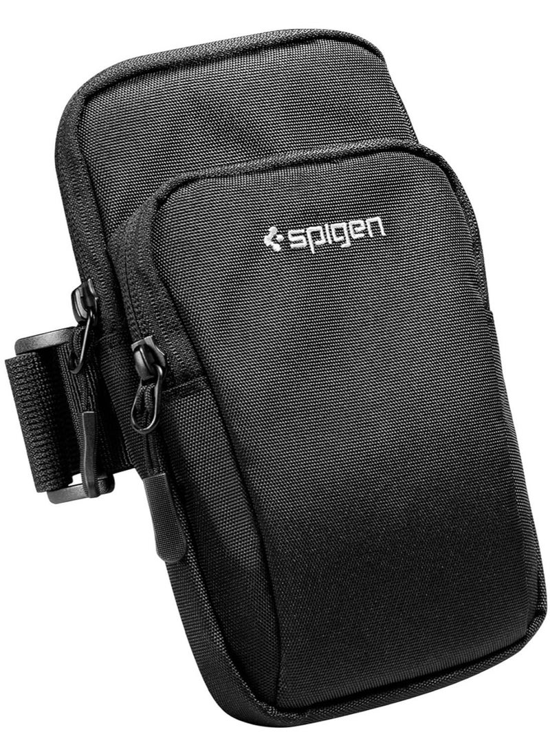 Spigen سوار ذراع للجري من Dynamic Shield مزود بجيب مزدوج للهاتف حتى 6.9 بوصة وخفيف الوزن للغاية ومقاوم للماء - أسود  - Image 1