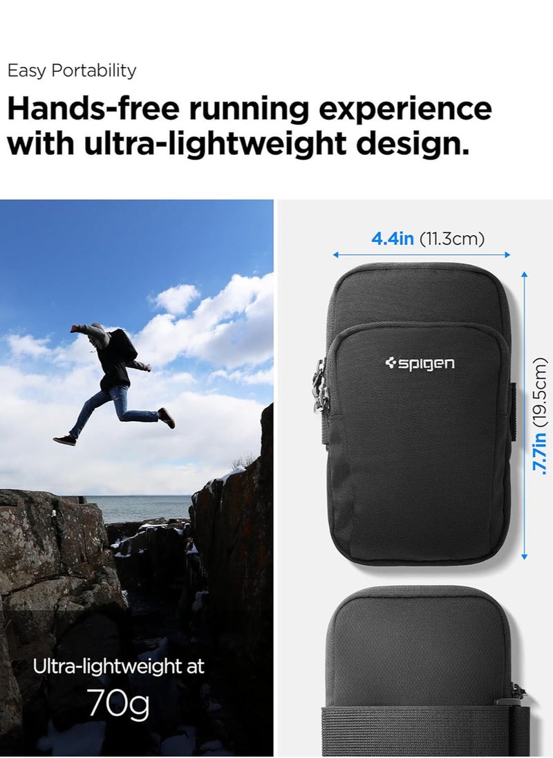Spigen سوار ذراع للجري من Dynamic Shield مزود بجيب مزدوج للهاتف حتى 6.9 بوصة وخفيف الوزن للغاية ومقاوم للماء - أسود  - Image 4
