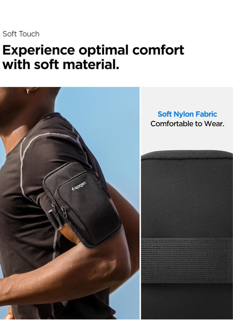 Spigen سوار ذراع للجري من Dynamic Shield مزود بجيب مزدوج للهاتف حتى 6.9 بوصة وخفيف الوزن للغاية ومقاوم للماء - أسود  - Image 3