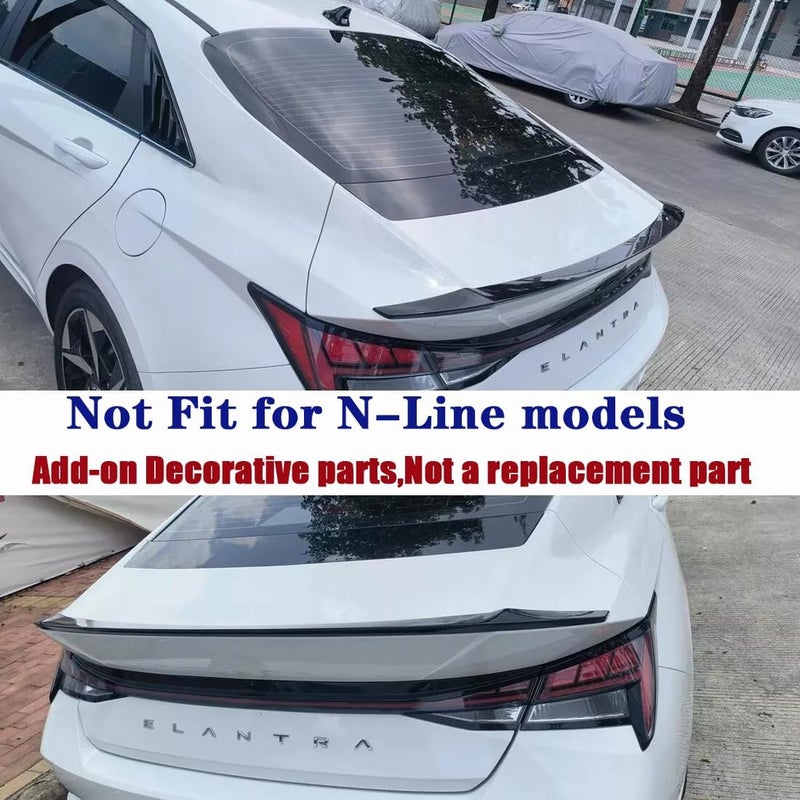 NEESPOC Rear Trunk Spoiler Wing for Hyundai Elantra 2021-2024 SE/SEL/Limited - Gloss Black N-Line Style - Image 2