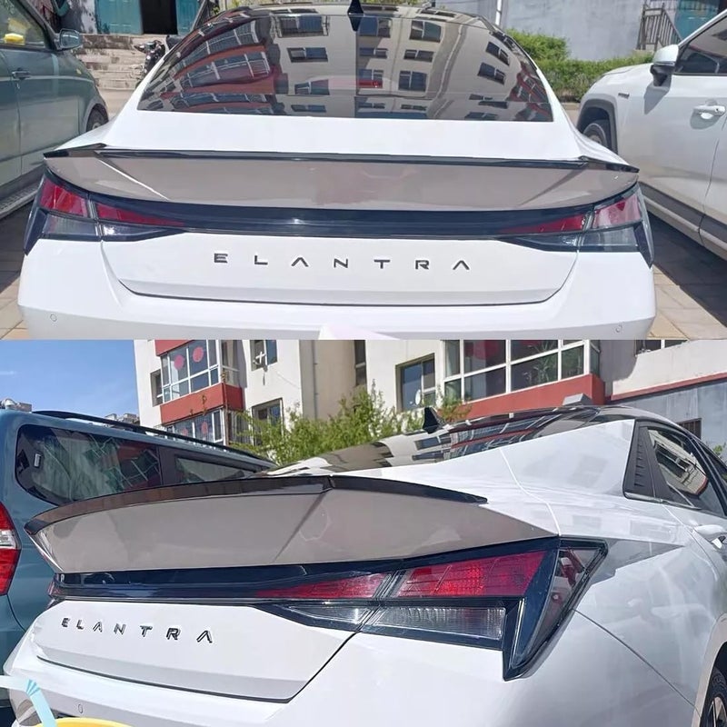 NEESPOC Rear Trunk Spoiler Wing for Hyundai Elantra 2021-2024 SE/SEL/Limited - Gloss Black N-Line Style - Image 4