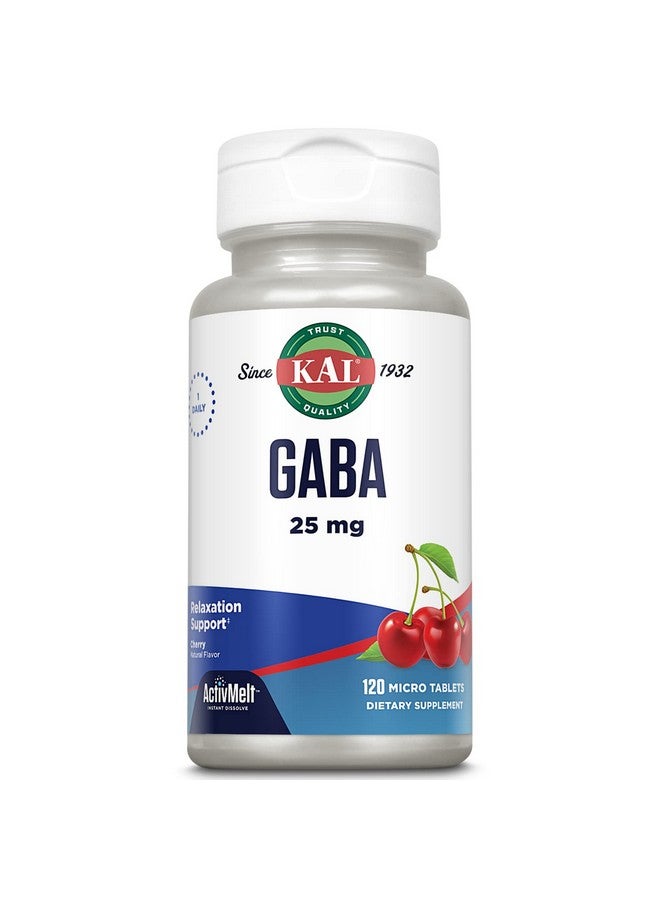 KAL GABA Supplement, Relaxation Support and Stress Relief Support, Natural Cherry Flavor ActivMelt Instant Dissolve, Vegetarian, 60-Day Money-Back Guarantee, 120 Servings, 120 Micro Tablets - Image 1