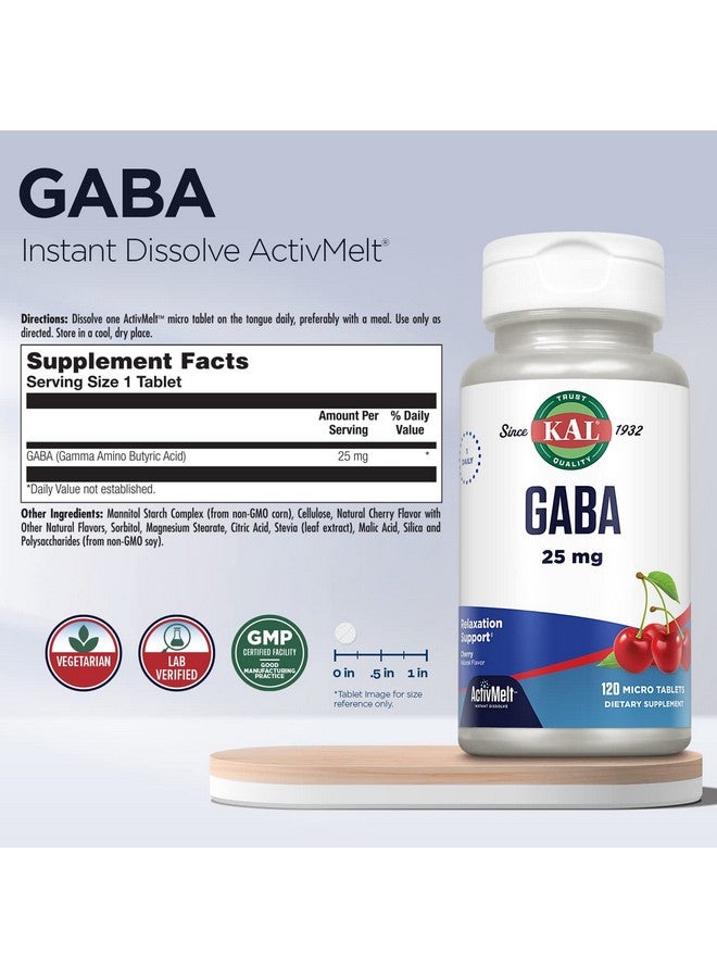 KAL GABA Supplement, Relaxation Support and Stress Relief Support, Natural Cherry Flavor ActivMelt Instant Dissolve, Vegetarian, 60-Day Money-Back Guarantee, 120 Servings, 120 Micro Tablets - Image 3
